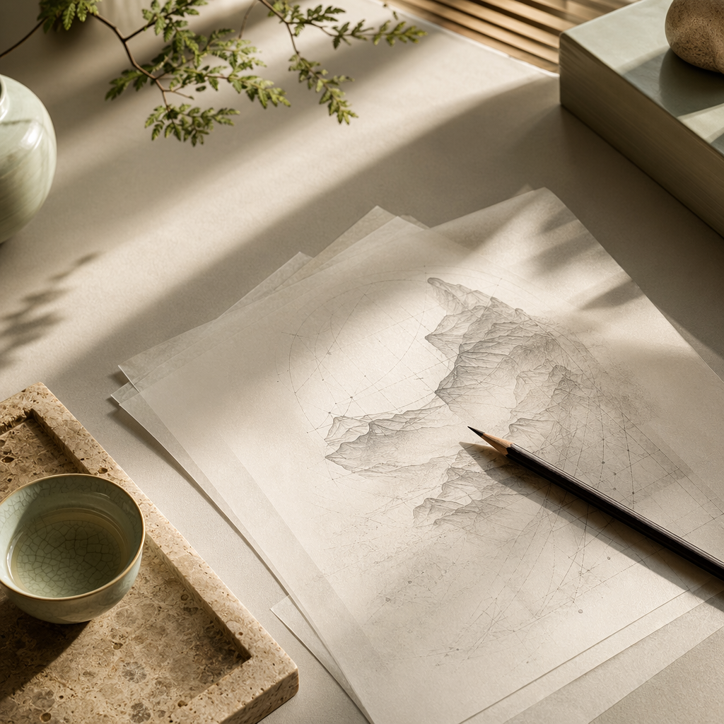 晨光里的纸张和桌面，用来表达先停下来梳理近况